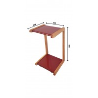 Мобильный прикроватный мини-столик (квадрат). Цвет: красный. Ножки: ольха